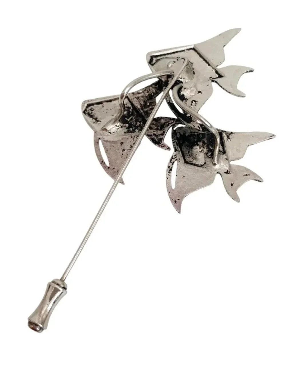 Vintage Tropical Fish Lapel Pin: Silver Tone Unisex Accessory | Jumping Fish